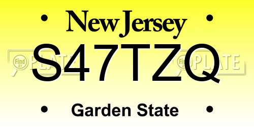 S47TZQ New Jersey License Plate