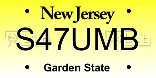 S47UMB New Jersey License Plate