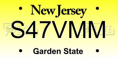 S47VMM New Jersey License Plate