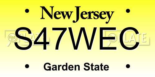 S47WEC New Jersey License Plate