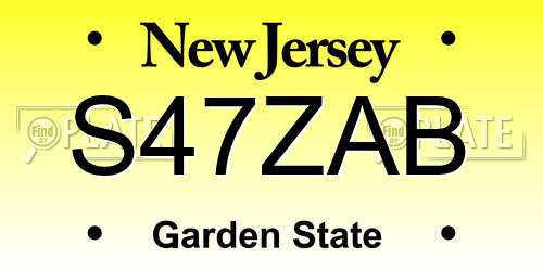 S47ZAB New Jersey License Plate