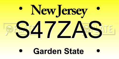 S47ZAS New Jersey License Plate