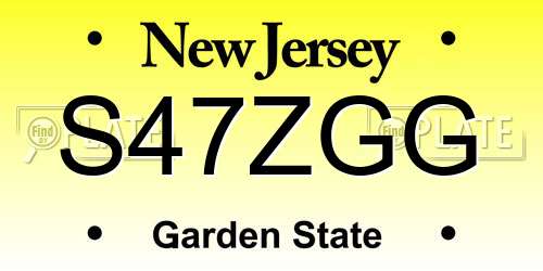 S47ZGG New Jersey License Plate