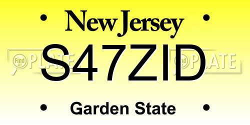 S47ZID New Jersey License Plate