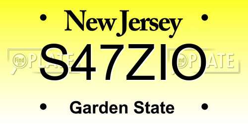 S47ZIO New Jersey License Plate