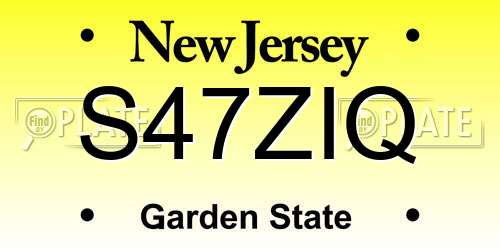 S47ZIQ New Jersey License Plate