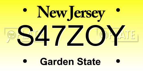 S47ZOY New Jersey License Plate