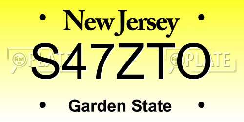 S47ZTO New Jersey License Plate