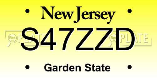 S47ZZD New Jersey License Plate