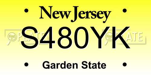 S480YK New Jersey License Plate