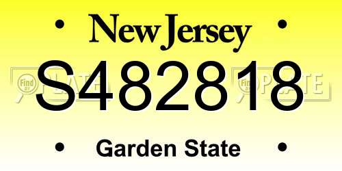 S482818 New Jersey License Plate