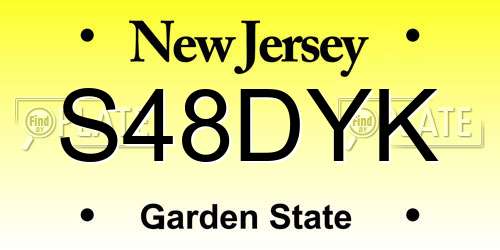 S48DYK New Jersey License Plate