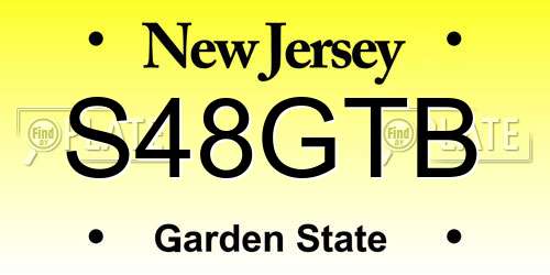 S48GTB New Jersey License Plate