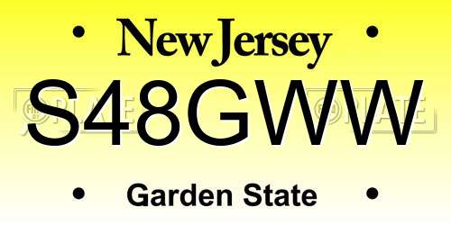 S48GWW New Jersey License Plate