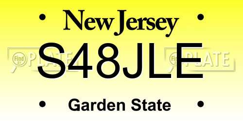 S48JLE New Jersey License Plate