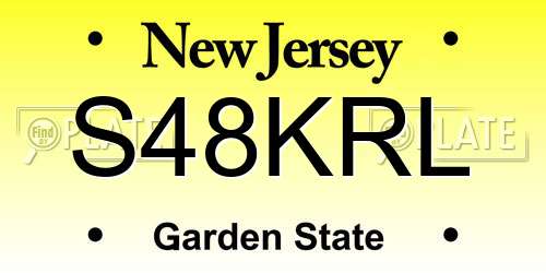 S48KRL New Jersey License Plate