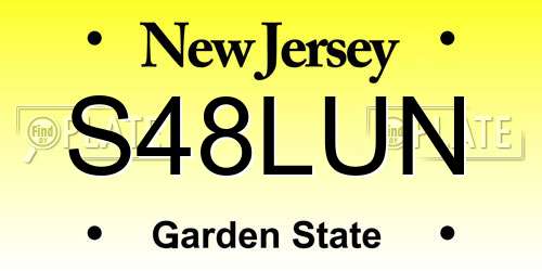 S48LUN New Jersey License Plate