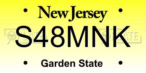 S48MNK New Jersey License Plate