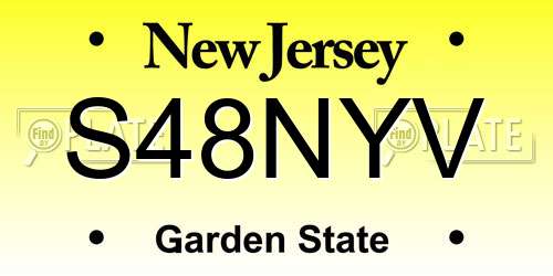 S48NYV New Jersey License Plate