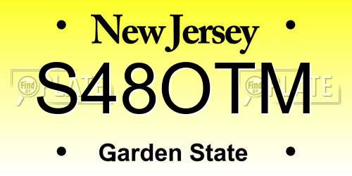 S48OTM New Jersey License Plate