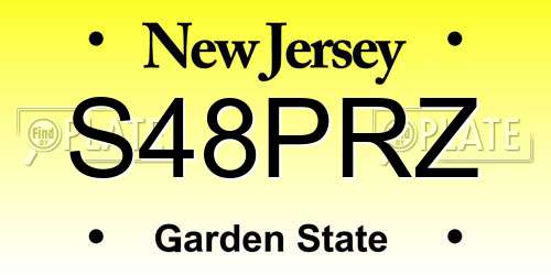 S48PRZ New Jersey License Plate