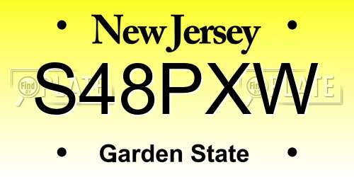 S48PXW New Jersey License Plate