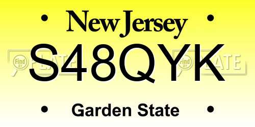 S48QYK New Jersey License Plate