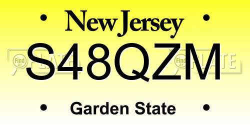 S48QZM New Jersey License Plate