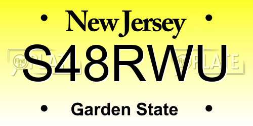 S48RWU New Jersey License Plate