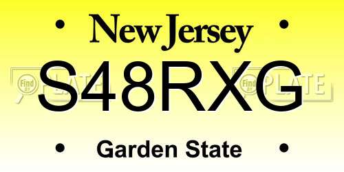 S48RXG New Jersey License Plate