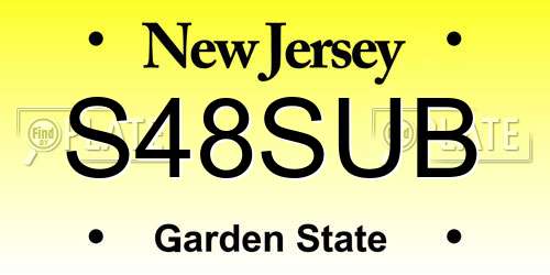 S48SUB New Jersey License Plate