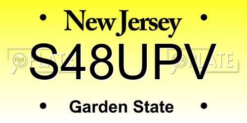 S48UPV New Jersey License Plate