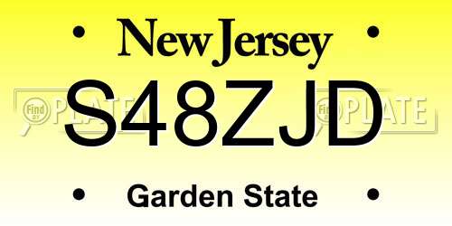 S48ZJD New Jersey License Plate