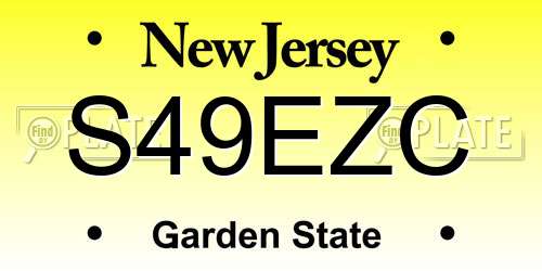 S49EZC New Jersey License Plate