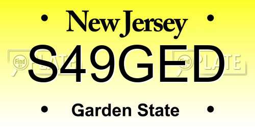 S49GED New Jersey License Plate