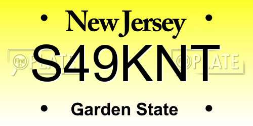 S49KNT New Jersey License Plate