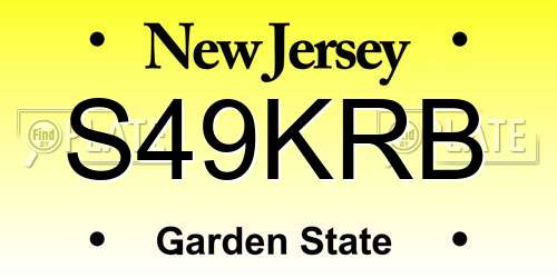 S49KRB New Jersey License Plate
