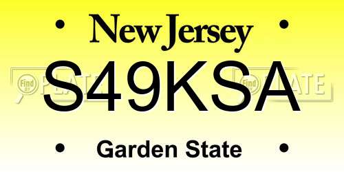 S49KSA New Jersey License Plate