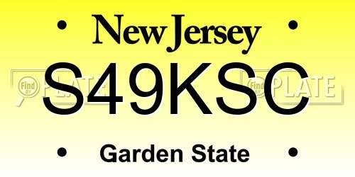 S49KSC New Jersey License Plate