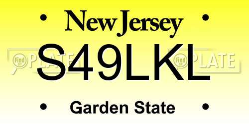 S49LKL New Jersey License Plate