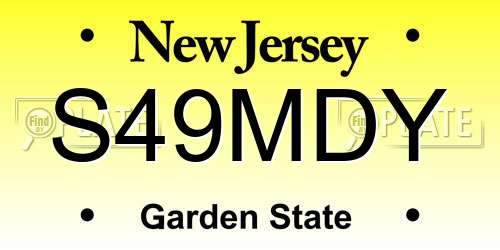 S49MDY New Jersey License Plate