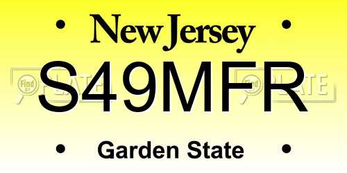 S49MFR New Jersey License Plate