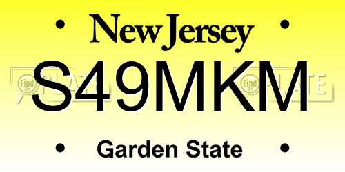 S49MKM New Jersey License Plate