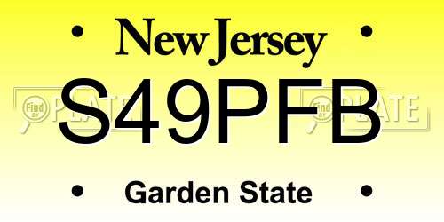 S49PFB New Jersey License Plate