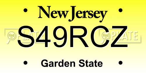 S49RCZ New Jersey License Plate