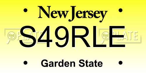 S49RLE New Jersey License Plate