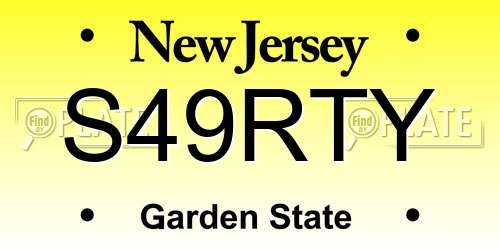 S49RTY New Jersey License Plate