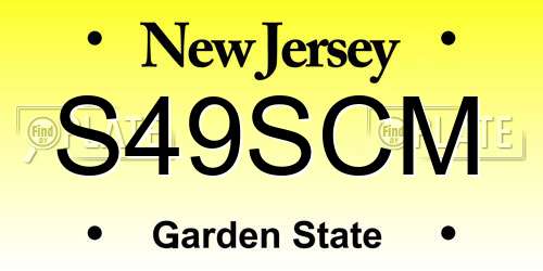 S49SCM New Jersey License Plate