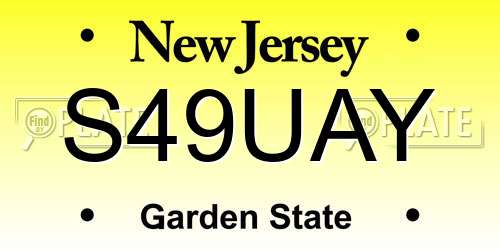 S49UAY New Jersey License Plate