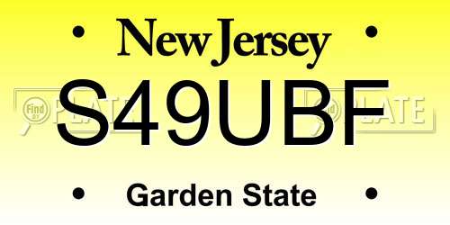 S49UBF New Jersey License Plate